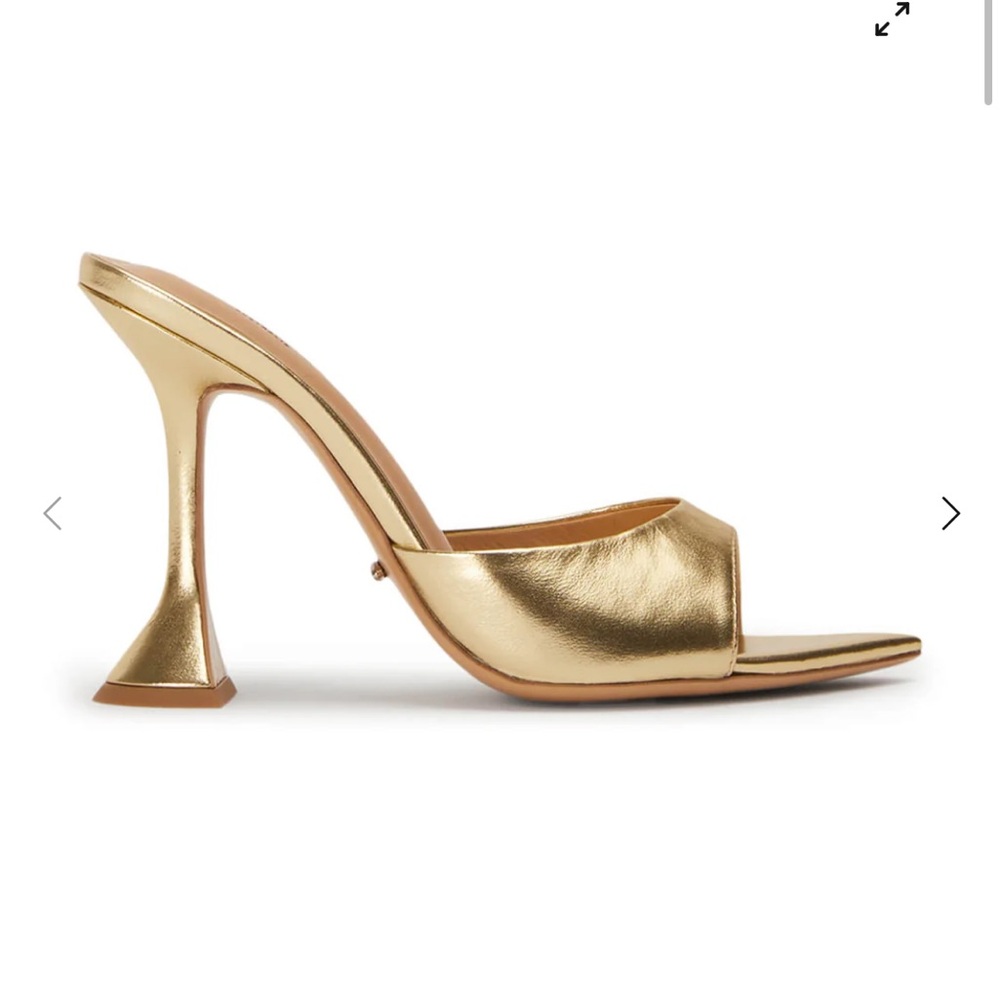 Tony Bianco Gold Sculptural Heel Mules